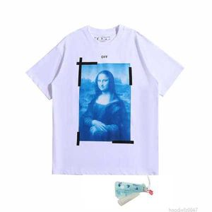 Heren T-shirts Xia Chao Merk OW OFF Mona Lisa Olieverfschilderij Pijl Korte Mouw Mannen en Vrouwen Casual Grote Losse T-shirt 1 T0HI