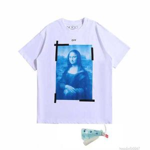 T-shirts pour hommes Xia Chao Marque OW OFF Mona Lisa Peinture à l'huile Flèche à manches courtes Hommes et femmes Casual Grand T-shirt en vrac 1 T0HI SWNE