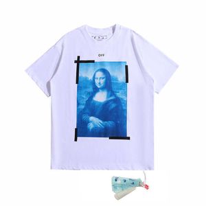 T-shirts pour hommes Xia Chao marque Ow Off Mona Lisa peinture à l'huile flèche à manches courtes hommes et femmes décontracté grand T-shirt ample