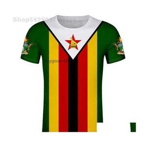 Heren T-shirts Zimbabwe T-shirt Diy Aangepaste Naam Nummer Zwe Tshirt Natie Vlag Zw Land College Yezimbabwe Zimbabwaanse Po Tekst Doek Dhvw6