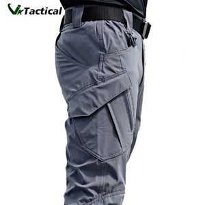 Pantalon tactique pour hommes, élasticité à poches multiples, pantalon tactique militaire urbain pour hommes, pantalon Cargo Slim Fat 5XL 240228