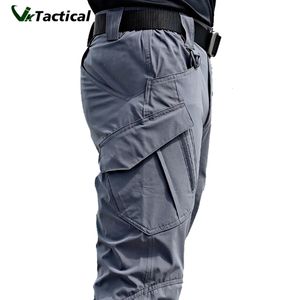 Heren Tactische broek Meerdere zakelasticiteit Militaire Urban Tacitcal Trousers Men Slim Fat Cargo Pant 5xl 240407