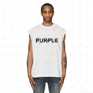 Mens tanktop T-shirt Damesontwerper Purple Mouwlelles 24SS Trend Brand Pure katoenen T-shirt Zomerkleding Casual losse High Street Vest Top CXD2405225-8