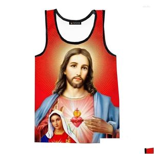 Heren tanktops 3D digitaal printen God Christus Jezus voor mannen mode oversized mouwloos vest shirts dames tees shirt streetwear drop Otfjt