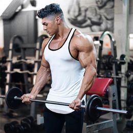 Mens tanktops blanco gym kleding bodybuilding tanktop man zomer mode mouwloos shirt cotton fitness sportkleding slanke spiervesten