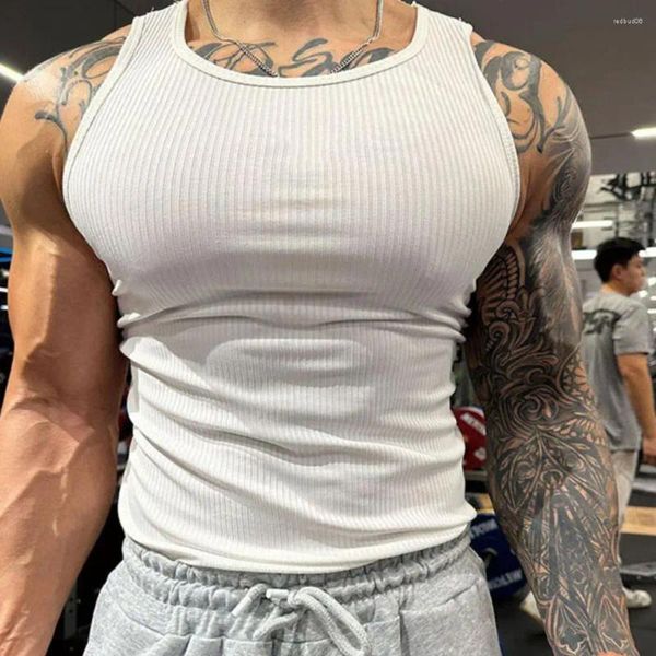 Camisetas sin mangas para hombre Gimnasio Chalecos sin mangas Entrenamiento Top Hombres sexy Culturismo Camiseta ajustada Fitness Hombre musculoso Sudadera deportiva Ropa con cuello simulado