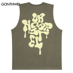 Mens Tank Tops Harajuku Oversized Y2K Streetwear Hip Hop Brief Grafische Print Punk Gothic Mouwloze T-shirt Fashion Casual Losse Vest 230713