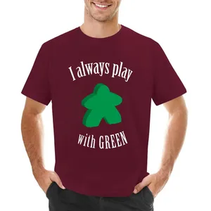Mens tanktops Ik speel altijd met Green Meeple Board Game Design T-Shirt Graphic T Shirts Tees Man Kleding Mens