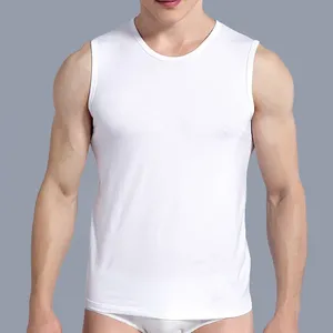 Débardeurs pour hommes KFT hommes sans manches Muscle Tee coton solide blanc t-shirt été haut de sport pour hommes