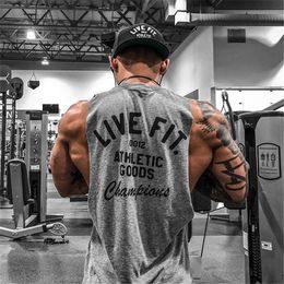 Mens tanktops mannen bodybuilding gym workout fitness katoen mouwloos shirt hardloop kleding stringer singlet mannelijke zomer casual vest 230403