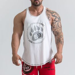 Mens tanktops Heren T-shirt Vest Sport Korte training Ademend elastisch Muscle Man Mouwloze O-Neck Gym Fitness Tee