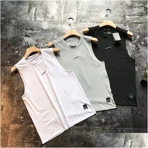 Mens tanktops Tech Designer Fleece Print Summer Quick Drying Vest Sports Classic Black Wit en Gray Double Tri-Color optionele druppel OT7HI