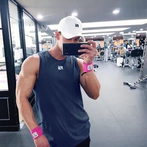 Mens Tank Tops Workout Mash Fabric Quick Dry Muscle Sleeveless Shirts Cut Off Slim Fit Bodybuilding Gym Tees Singlet 230419