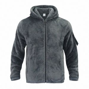 Heren Teddybeer Fleece Jas Winter Herfst Warm Lg Mouw Jas Bont Pluizige Capuchon Uitloper Jumper Hoodies Windjack M5IV #