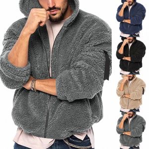 Mens Teddy Bear Manteau polaire hiver automne chaud Lg manches veste fourrure moelleux vêtements à capuche pull à capuche coupe-vent y6Um #