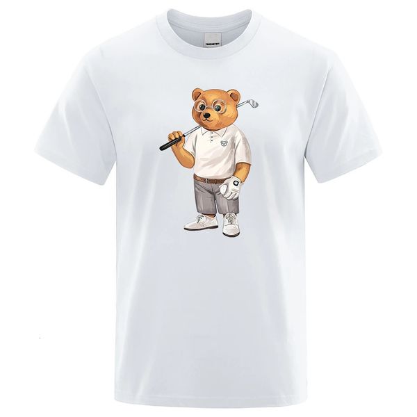 T-shirt de Golf pour hommes, ours en peluche, chemise de sport en coton, respirant, ample, Hip Hop Street, manches courtes, 240313