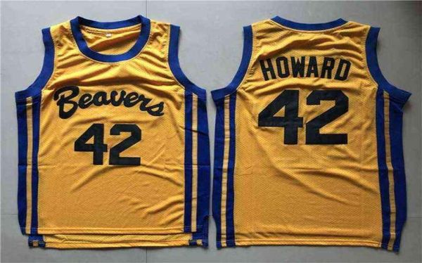 Maillots de basket-ball pour hommes, Teen Wolf Scott Howard 42 Beacon Beavers, chemises cousues de film jaune, SXXL4169638