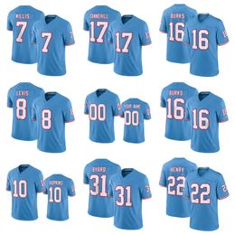 Mens Tennesseetitansactieve speler aangepaste Derrick Henry Ryan Tannehill Light Blue 2023 F.U.S.E.Vapor Limited Throwback Ed voetbalshirt