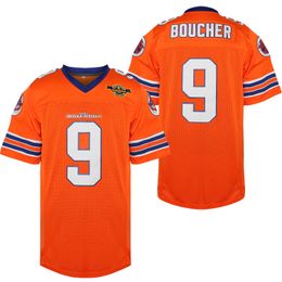 Mens The Waterboy Movie Football Jersey 9 Bobby Boucher Todos los camisetas de fútbol retro cosidas White Orange Fast Envío S-XXXL