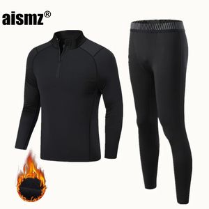 Thermisch ondergoed voor heren Aismz Winter Heren Jongen Warm Sport Eerste laag Rashgard Fleece Compressie Sneldrogend Tweede huid Lange onderbroek 231018