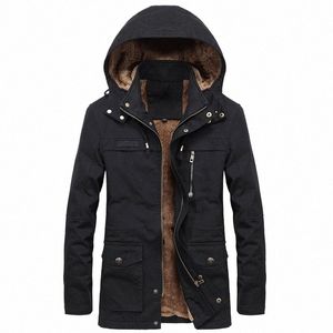 Hommes épais chaud militaire Cargo manteau homme veste hiver décontracté Cott rembourré Parkas mâle multi-poche fourrure sweat à capuche pour homme Parka t7Np #