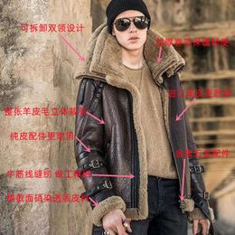 Manteau en cuir et fourrure B3 écologique pour homme, épais, chaud, tendance, Original, écologique, intégré, haut de gamme, étoile, même Style, EFMF