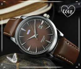 Mens Three Stiches Automatic Date Watches Sapphire Glass Glass 40mm Leather STRAP JAPON Quartz Mouvement Tous les cadeaux de bracele