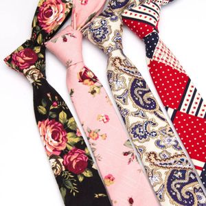 Mens Stropdas Katoen 5 cm Print Stropdas Slanke Stropdassen Voor Mannen Bloemen Bruiloft Bowtie Kleding Accessoires Tie Zakdoek