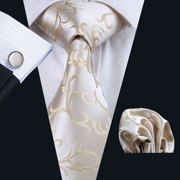 Conjunto de corbatas para hombre Gold Hankerchief Golflinks Conjunto para hombres Reunión Business Casual Party Necktie Jacquard tejido N-1117