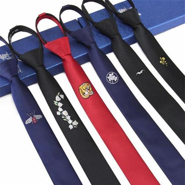 Cravates pour hommes cravate paresseux fermeture à glissière mince noir cravate pour hommes cravates florales 5cm prêts bowknot designers mode 2pcs lot302G