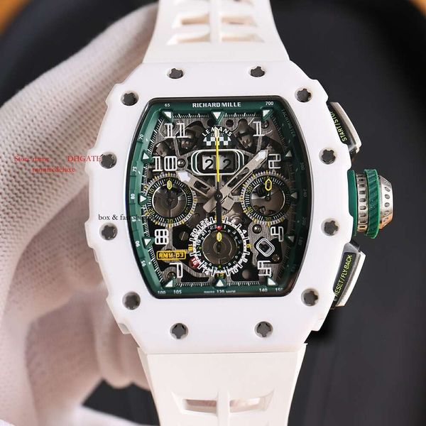 Mens Top Business Designer Automatic ZY RM11 pour mécanique squelette Watch Rubber Fiber Superclone RM11-03Wristwatch Watch Carbon Watches Fly-Back Zy 492