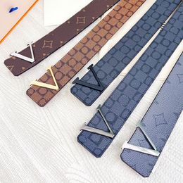 Cinturón de diseñador de marca de alta calidad para hombres Ancho de flores marrones de lujo de 3.8 cm Cinturones de negocios Reversibles Cinturón de mujer Belt Bold Smooth Plaid Cuero Cinturón