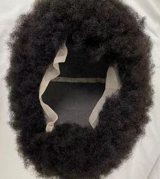 100 Indian Human Virgin Hair Remplacement Noir Couleur Lace Unit 4mm Afro Personnalisé Full Cap Lace Wigs pour Homme et Femme