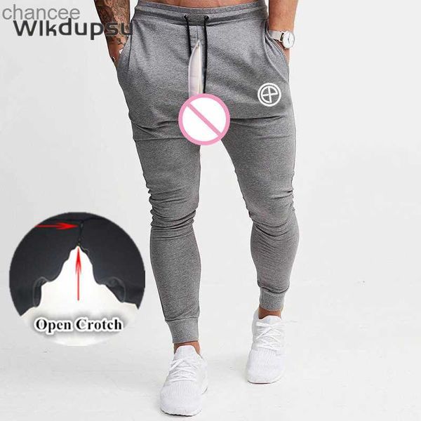 Bas de survêtement pour hommes, Sexy, Invisible, Double fermeture éclair, entrejambe ouvert, jogging, sport, gymnases, fitness mince, pantalon slim, vêtementsLF20230824.