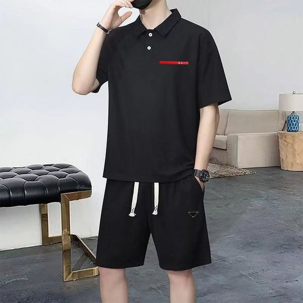 Suisses de survêtement de survêtement pour hommes shorts et t-shirt t-shirt Black Polo Shorts Summer Flip Collar à la mode à la mode