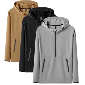 Men Jackets Tracksuit Hoodie Sweatshirt Winddicht Warm Nylon Coat Mens Hooded Fitness Lange mouwen Solid Sports lopende buitenkap met hoge nek elastische ritssluiting