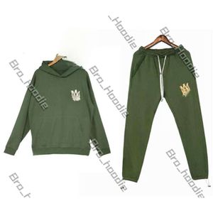 Heren Tracksuit Set Amirir Hoodie Sweatshirt Designer Hoodie Amirity Hoodies Green Zweet Wasbare Old High Street Borduurde Sweater Krimpvoetbroek Set 603