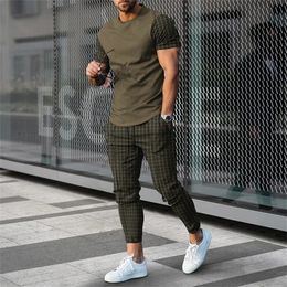 Heren Trainingspak Set Broek Outfits 2 Stuk 3D Gedrukt Zomer Korte Mouw T-shirt Casual Street Trend Man Kleding 240312