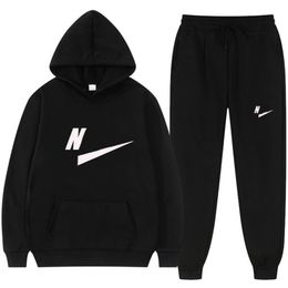 Heren Tracksuit Tech Hoodie-broek Tweedelige Tech Fleece Sports Casual Suit lopende pak beschikbaar in meerdere kleuren 06