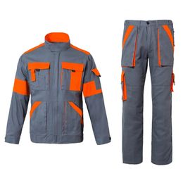 Survêtements pour hommes 100% coton uniforme hommes vêtements de travail costume de soudage veste et pantalon vêtements résistants à l'usure vêtements de travail travail pour mécanicien 231206