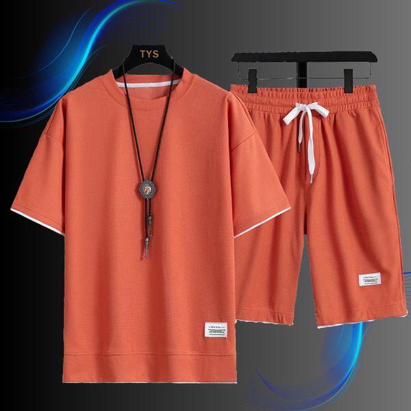 Hommes Survêtements 2 Pc Costume D'été À Manches Courtes TshirtShorts Hommes Plage Casual Set Mode 230420