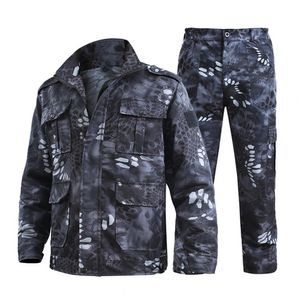 Survêtements pour hommes 2 PcsSet Outdoor Suit Snapfastener Cuff Coupe-vent Long Pantalon Multi Poches Camouflage Escalade pour Adulte 230804