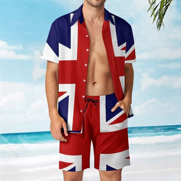 Survêtements pour hommes 2 pièces Pantdress Union Jack Drapeau du Royaume-Uni Vintage Beach Suit Casual Graphic Sortir USA Taille 230420
