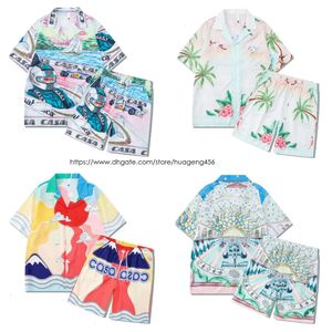 Heren tracksuits 2023 Casablancas Shirt Garden Villa Men Women Short Set T Shrt Hawaii Beach Style Suit Hip Hop Shirt Shorts Casa