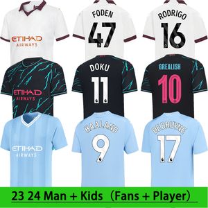 Contulaires pour hommes 23 24 Man Citys Soccer Jersey Haaland de Bruyne Football Jersey Mentiers pour hommes et enfants Joueurs de football Jersey Set Doku Football Shirt Claste Clas