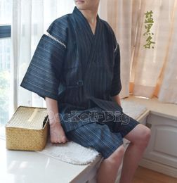 Heren Trainingspakken 2 StuksSet Mannen Jinbei Japanse Kimono Korte Mouw Nachtkleding Katoenen Pyjama Ademend en Dunne Loungewear Cosplay 230308