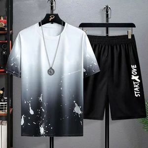 Heren tracksuits 3D -printen 2 stuks tops en shorts sportkleding man kleren set pak mode jogger outfit oversized kostuum 230321