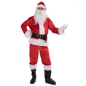 Costumes de survêtement pour hommes 5pcs Set Christmas Santa Claus Costume Fancy Dish2022 Adt Men Cosplay Red Titifit Suit plus taille S-3xl Drop délivre Dhezi