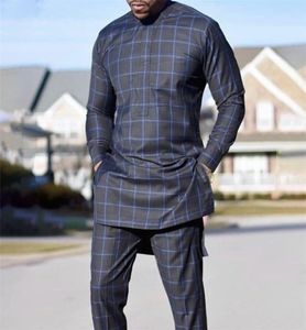 Mens trainingspakken Afrikaanse kleding voor man Dashiki -stijl Geplaulde shirts en broek 2 -delige casual pakken Kaftan Wear Men M4XL 2209096563349