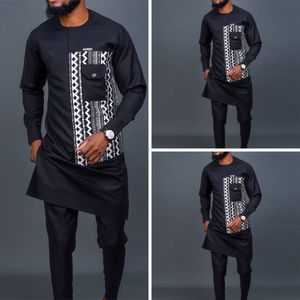 Hommes Survêtements Hommes Africains Dashiki À Manches Longues 2 Pièce Ensemble Traditionnel Afrique Vêtements Rayé Costume Homme Chemise Pantalon Costumes M4XL 230424